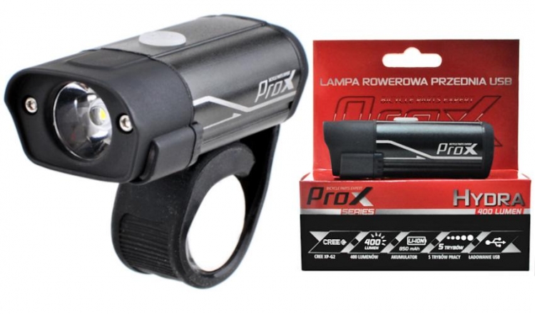 Lampka przednia Prox Hydra cree+2xled  usb