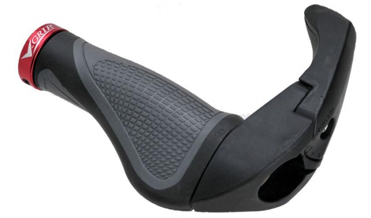 Chwyty kierownicy  v-grip er-1a2 zintregowane z rogami czarno-szare
