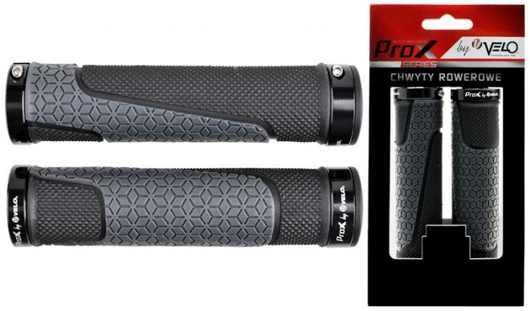 Chwyty rowerowe Velo Prox vlg-1745-12d3  czarno-szare