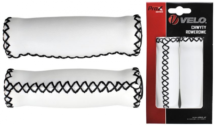 Chwyty velo prox vlg-617a 127mm biało-czarne comfort skóra eco