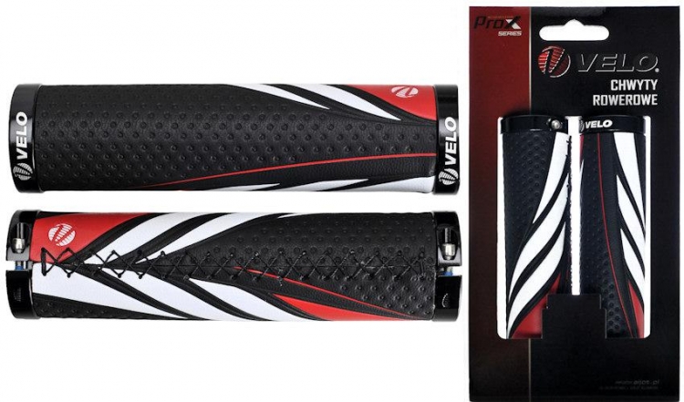 Chwyty rączki rowerowe Velo Prox vlg-851ad3 czarno-czerwone