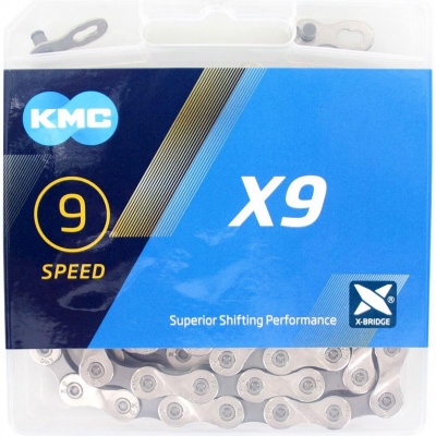 Łańcuch rowerowy KMC X9 114og Srebrno - Szary 