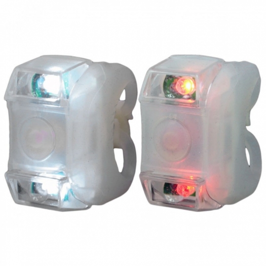 Zestaw lampek rowerowych LED silikon białe