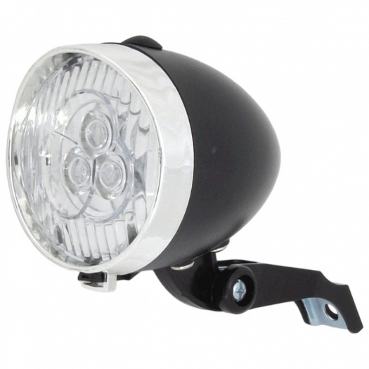 Lampka rowerowa przednia retro baterie czarna 