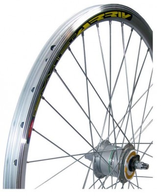 Koło rowerowe przednie 26" stożek piasta dynamo srebrne