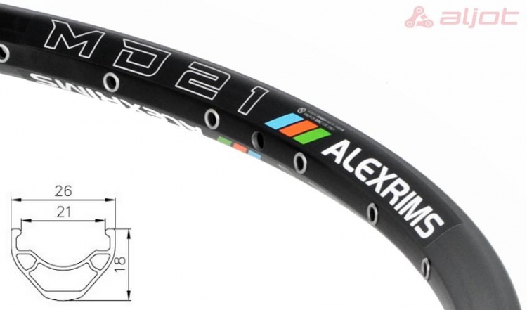 Obręcz 29" alex rims md 21 trs czarna oczkowana 36 otw.