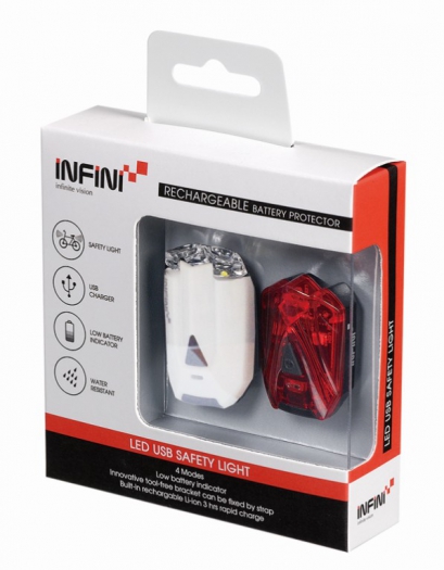 Zestaw lampek rowerowych Infini Lava USB