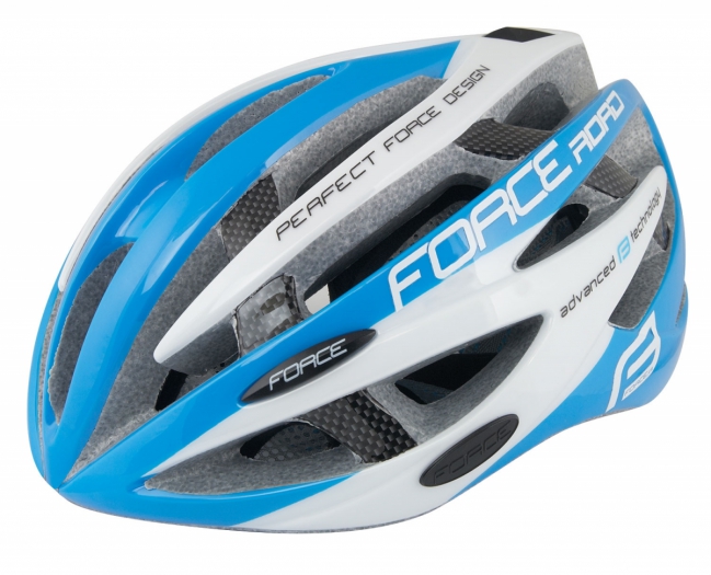 Kask rowerowy FORCE ROAD niebiesko-biały S/M