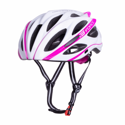 Kask rowerowy Force Bull biało-różowy S-M