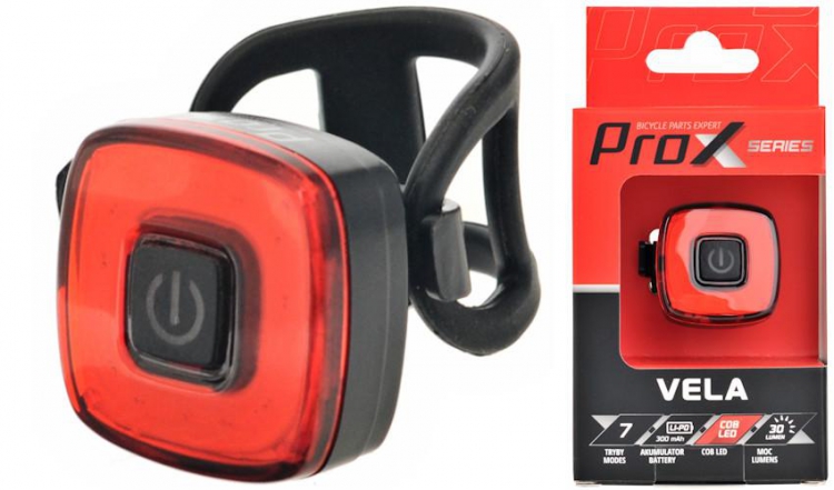 Lampka rowerowa tylna Prox Vela cob led USB