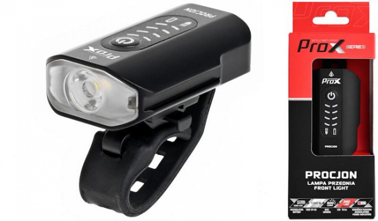 Lampka rowerowa przednia Prox Procjon 600Lm 1200mAh
