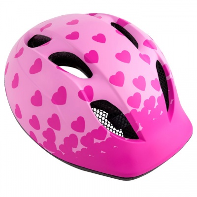 Dziecięcy kask rowerowy met super buddy serduszka różowy
