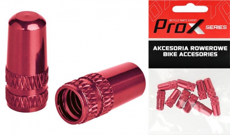 Nakrętki Prox na zawór Presta FV-02 czerwone (10szt)
