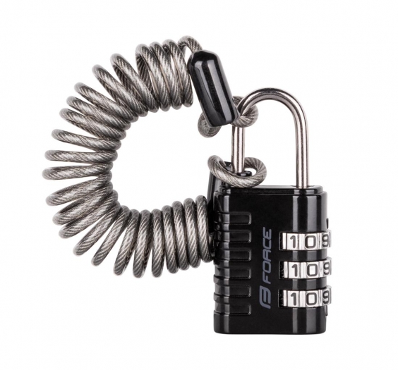 Zapięcie rowerowe Force Small 2 spirala120cm/3mm, czarne