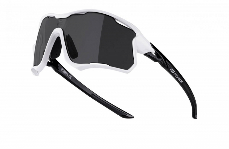 Okulary sportowe Force Edie, biało-czarne, szkła czarny laser