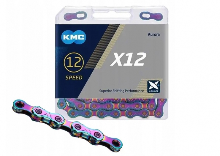 Łańcuch rowerowy KMC X12 Aurora Blue 12-rz 126og.