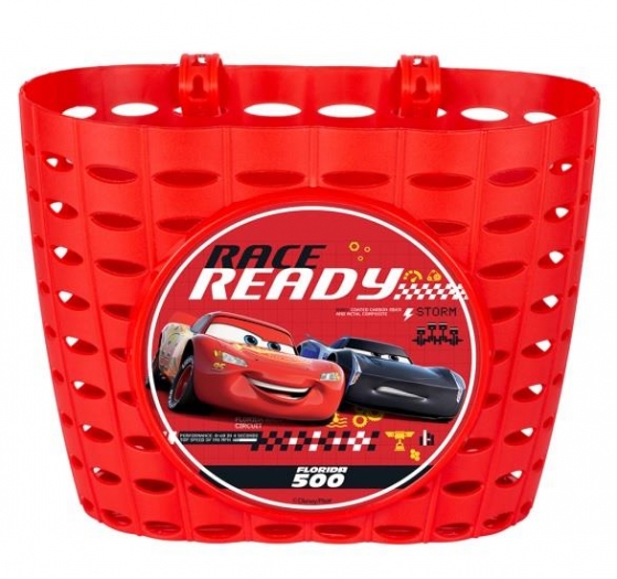 Koszyk rowerowy dziecięcy przedni Disney Cars 3 Race czerwony