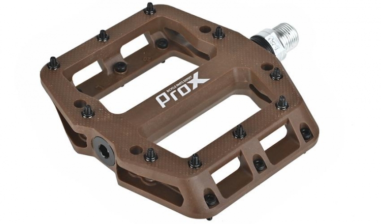 Pedały rowerowe Prox Base Pro 26 brązowe, nylon, piny, oś Cr-mo