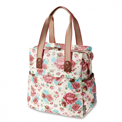 Torba rowerowa Basil Bloom Shopper biała kwiaty 