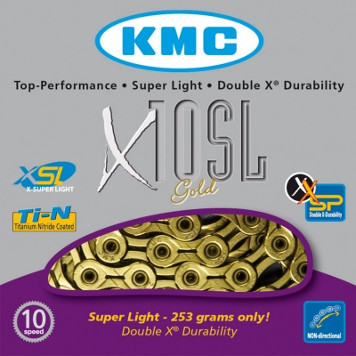 Łańcuch rowerowy kmc x10 sl-ti-n gold super light