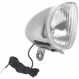 Lampa rowerowa przednia retro dynamo srebrna