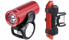 Zestaw lampek rowerowych Prox Pictor USB, set czerwony